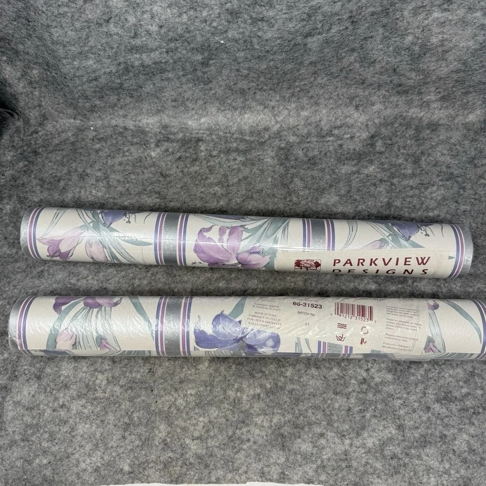 Vtg Floral Cottagecore Pre Pasted Wallpaper Vinyl Wallcovering 57 sqft Garden